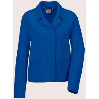 Kurzblazer MADELEINE "Kurzblazer Wollblazer mit Klappkragen und Pattentaschen", Damen, Gr. 38, blau (royalblau), Obermaterial: 100% Schurwolle WV., Modern, normal, Blazer Kurzblazer, Wollblazer in Leichtverarbeitung, gekochte Wolle