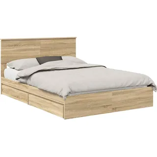 vidaXL Aufbewahrungsbett Sonoma-Eiche 140 x 200 cm Holzwerkstoff - Braun