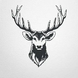 WANDfee Wandtattoo Hirsch Hirschkopf Hirschgeweih Wandsticker selbstklebend | Größe 56 x 50 cm Farbe schwarz