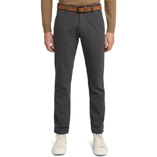 TOM TAILOR Denim Herren 1016072 Straight Fit Chino Hose Mit Gürtel, 21440 - Two Colored Black Design, 33W / 32L EU