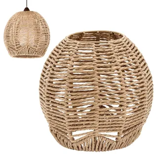 Cabilock Boho Rattan Lampenschirm Hängelampe Stehlampe Papierlampenschirm Pendelleuchtenschirm Korblampen Hängend Laterne Tischleuchte Ersatzschirm Lampenschirm Zubehör für Tischlampe Hängeleuchten