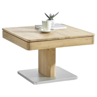 Linea Natura Couchtisch , Eichefarben , Holz , Wildeiche , massiv , quadratisch , Bodenplatte , 70x45.5x70 cm , Stauraum, höhenverstellbar , Wohnzimmer, Wohnzimmertische, Couchtische, Höhenverstellbare Couchtische