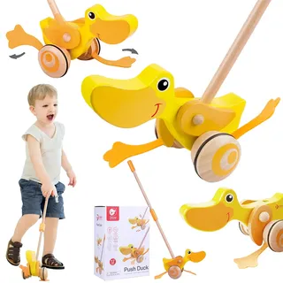 CLASSIC WORLD Lauflernwagen „Entchen“ aus Holz für Kinder - Gelb