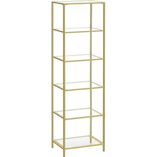 Vasagle Glasregal 6 Ablagen 30 cm x 40 cm x 177,3 cm Gold