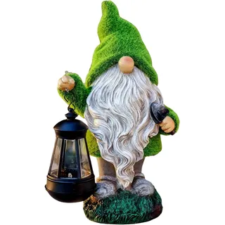 KALDJKS Lustig Gartenzwerg Wetterfest Figur,Figur Zwerg Gartenzwerg Gartenwichtel Groß Deko Zwerg, Gartenfiguren aus Harz Wasserfest Gartenwichtel Garten Deko für Außen Gartenleuchte Balkon