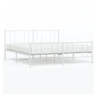 vidaXL Bettgestell mit Kopf- und Fußteil Metall Weiß 180x200 cm - Weiß