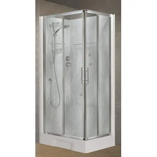 Novellini Neu Holiday A80 Hydro-Massage 80x80cm Kabine Box Mech Aqua Silber