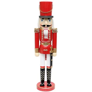 Dekohelden24 Nussknacker Soldat Holz 50 cm rot metallic