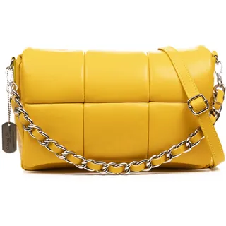 FIRENZE ARTEGIANI. Amorosi Umhängetasche für Damen, aus echtem Leder, gepolstert, 31 x 15 x 21,5 cm, Farbe: gelb, gelb, Utility