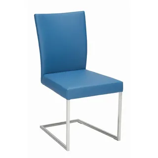 Bert Plantagie Schwingstuhl , Blau, Edelstahlfarben , Metall, Leder , Echtleder , Color-Finish-Leder , C-Form , 48x90.5x63 cm , Esszimmer, Stühle, Schwingstühle