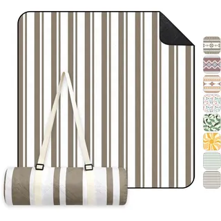 Sekey Picknickdecke Wasserdicht 200x200 cm, Stranddecke Sandfrei | Gepolstert, Dreischichtige Struktur, PEVA-Wasserfestboden, Bindegurt-Trageriemen, geeignet für Picknick, Camping, Strand