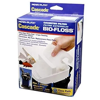 Penn-Plax Cascade Bio-Floss Replacement Poly Fiber Floss Pads for Cascade 500 Canister Aquarium Filters – 6 Pack, White
