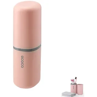 MIEJMJIA - Reise Wasser Becher Set,Zahnbürste Etuis,Zahnbürstenhalter für Zahnbürsten und Zahnpasta,Zahnputzbecher, Geeignet für Camping Reisen, Geschäftsreisen (Rosa)