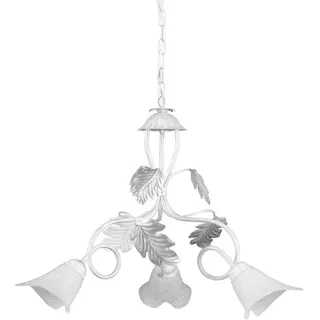 Kronleuchter , Silberfarben, Weiß , Metall, Glas , 110 cm , Lampen & Leuchten, Innenbeleuchtung, Hängeleuchten, Kronleuchter