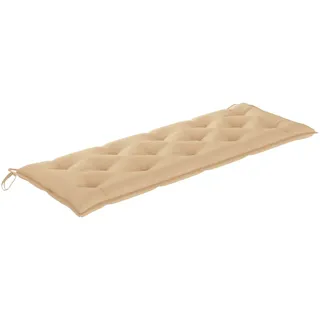 vidaXL Stapelbare Gartenbank mit Auflage 159 cm Massivholz Teak - Beige