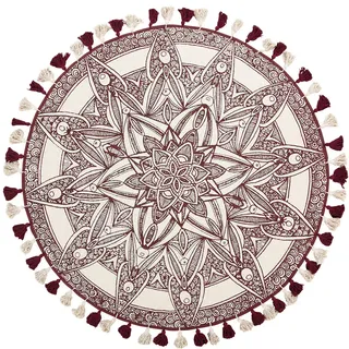 Beliani Vintage-Teppich Oltu 120/120 cm , Rot , Textil , Orientalisch , Rund , 120x120 cm , Teppiche und Böden, Teppiche, Vintageteppiche