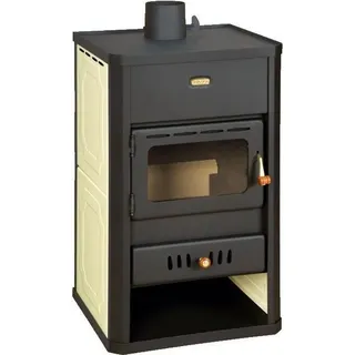 Prity Victoria Wasserführender Kaminofen Metall Schwarz/Abdeckplatte Gusseisen