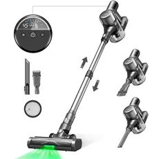 Ultenic U12 Vesla Akku Staubsauger, 40KPa Staubsauger Kabellos, Vacuum Cleaner Akkusauger Lange Laufzeit 45 Min, Green EyeTM und Anti Haare Design, 1L Stielstaubsauger für Teppich Hartböden Tierhaare