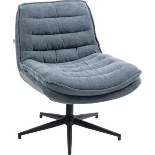 HOMCOM Bürostuhl Schreibtischstuhl ohne Armlehnen mit breiter Sitzfläche, Schneidersitz Stuhl Doppellagige dicke Drehstuhl mit Leinenoptik, Dunkelgrau - Dunkelgrau