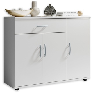 Stella Trading Sideboard in Weiß - Moderne Kommode mit Schublade und viel Stauraum für Wohnzimmer, Esszimmer und Flur - 90 x 70 x 30 cm (B/H/T)