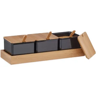 Relaxdays Gewürzbehälter-Set Küchen Organizer 0 x 0 x 0 cm Braun