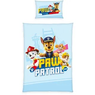 Paw Patrol Kleinkindbettwäsche, Kissenbezug ca. 40x60 cm, Bettbezug ca. 100x135 cm, mit Hoteleinschlag und Knopfleiste, 100% Baumwolle