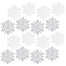 COM-FOUR® 16x Christbaumschmuck in Zwei Farben - Weihnachtsdeko Schneeflocke - Anhänger für Weihnachten in weiß und silberfarben (16-teilig - 10cm)