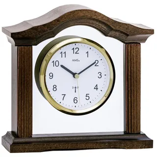 AMS Funktischuhr, Massivholzgehäuse nussbaumlackiert,