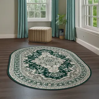 OTTO home Teppich »Oriental, Made in Belgium« oval 7 mm Höhe Orient-Optik, mit Bordüre, Kurzflor, pflegeleicht, elegant,