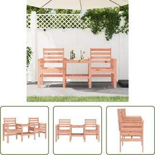 The Living Store Gartenbank mit Tisch 2-Sitzer Massivholz Douglasie - Braun
