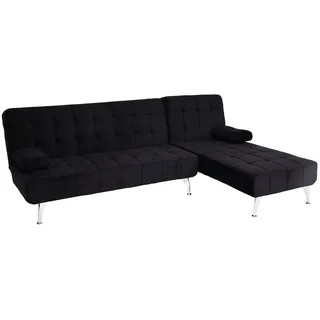 Mendler Schlafsofa HWC-K22, Couch Ecksofa Sofa, Liegefläche links/rechts Schlaffunktion 236cm Samt schwarz