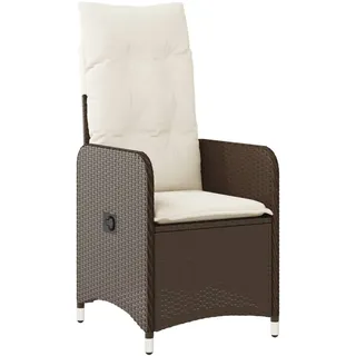 vidaXL Gartensessel Verstellbar mit Kissen Braun Poly Rattan - Braun