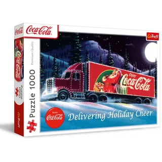 Trefl Coca-Cola, Weihnachtstruck - Puzzle 1000 Elemente - Weihnachtspuzzle, für Erwachsene und Kinder ab 14 Jahren