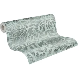 A.S. Création Vliestapete Blätter Blau Silber