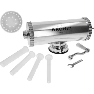 BROWIN BROWIN® Manuell Wurstfüller aus Edelstahl 311020 | 2,5 kg horizontale Wurstmaschine | Wurstfüllmaschine für Küche und Restaurants | Wurstpresse | Machine für hausgemachte Wurst, Cevapcici & Cannelloni