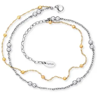 Fußkette ENGELSRUFER "Moonlight Twin Bicolor", gold (edelstahlfarben, gelbgoldfarben), Fußketten, Damen, Edelstahl, Fußkette, Topseller