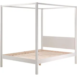 Vipack Himmelbett Pino 140 x 200 cm Kiefer massiv weiß lackiert