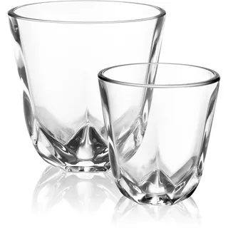 WACACO Stellar Espresso Tassen 2er Set, Kaffeetasse 1 x 60ml & 1 x 200ml, Kalk-Natron-Glas, Achtseitiges Design, Kaffeebecher für Espresso, Latte, Cappuccino, Mokka