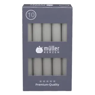 Müller Kerzen Tafelkerzen, schiefer, Elegante Tafelkerzen im praktischen Vorratspack, 1 Packung = 10 Stück, (Ø x H): 20 x 175 mm
