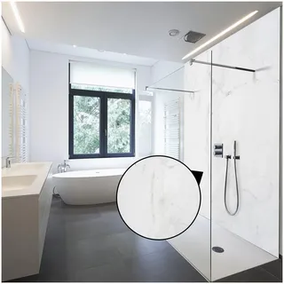 WALLando Premium Duschrückwand 250 x 100 cm – Einfach zu montierende Wandverkleidung für Dusche & Bad – Hochwertige PVC-Duschwand in Steinoptik, seidenmatt – Mamor Classic