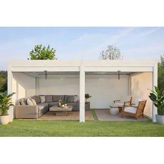 Mendler Gartenpavillon 5,83 x 3 m inkl. 6 Seitenteile Weiß