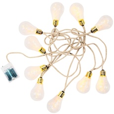 Bild BULB LIGHTS LED-Lichterkette 10 Lichter mit Naturseil & USB-Batteriefach