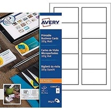 Visitenkarten Avery 85x54mm 185gr White 25 Blatt 10 Karten pro Blatt