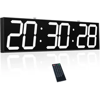 CHKOSDA 27'' Doppelseitige Digitale Wanduhr, Multifunktionsuhr mit Timer, Temperatur- und Datumsanzeige, großes Display für Flure, Bahnhöfe und Krankenhäuser(weiß)