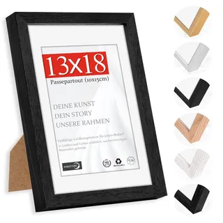 HIMEETIME® 1x Bilderrahmen für 13 x 18 cm Schwarz Natur Holz Dünner Rahmen,Posterrahmen Groß Vintage Collage,Picture Frame 13x18cm,Bilderrahmen mit Folienabdeckung - Wandmontage oder Tischaufsteller