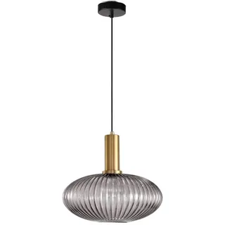 MZStech Moderner Kronleuchter, graues Glas Pendelleuchte mit goldener Kupfer Pendelleuchte Hängelampe