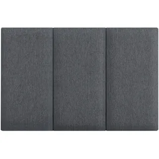 [neu.haus] Kopfpolster-Set 3 Tlg. Carpino , Dunkelgrau , Textil , Rechteckig , 30x60x3 cm , Bett-Kopfteile