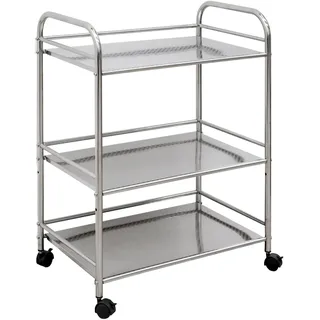 Eyepower Edelstahl Küchenwagen 3 Etagen 60x35x77 cm Servierwagen Teewagen Bad-Rollwagen
