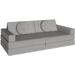 Tectake tectake® Spielsofa, 8-teilig, flexible Anordnung, Leinenbezüge, abnehmbar und waschbar, stapelbar