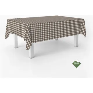 ECOMMERC3 Tischdecke Vichy Karo mittel abwaschbar rechteckig 300x140 Braun | Für die längste Tafel im Haus, Vichy-Karo in mittlerer Größe, fleckenabweisend, mit feuchtem Tuch abwischbar
